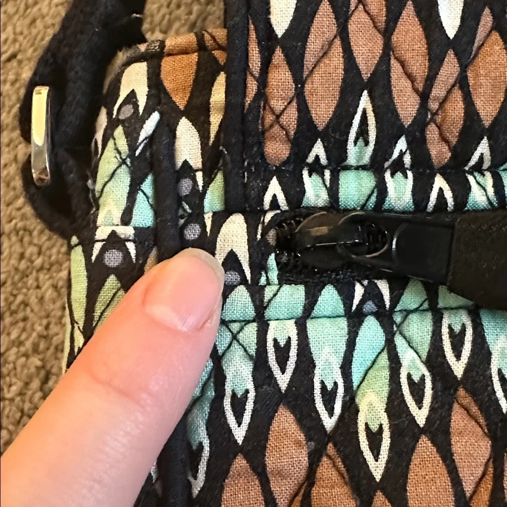Vera Bradley Laptop Messenger Bag in Sierra Stream Teal and Brown